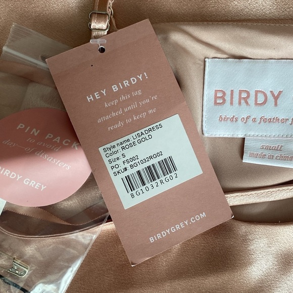 Birdy Grey Rose Gold Shiny Satin Lisa Midi Dress Bridesmaid Dress Size Small - Picture 10 of 11
